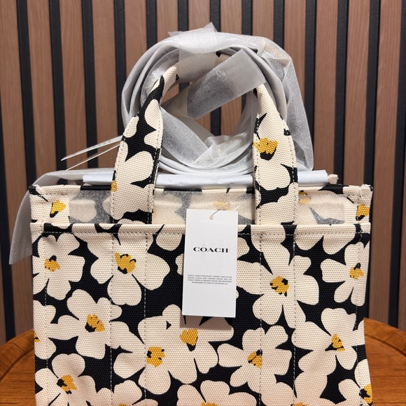 Coach Black and Cream Floral Backpack Cargo Tote 26 With Floral Print - Picture 5 of 10